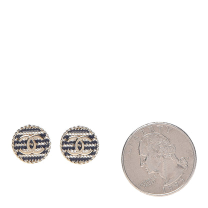 Chanel Enamel CC Earrings Blue Gold 2 of 5
