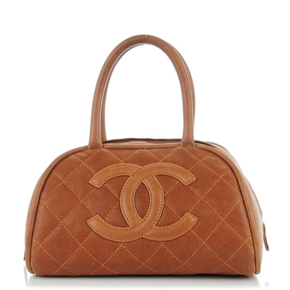 Chanel Calfskin Quilted Small Bowler Brown 1 of 7