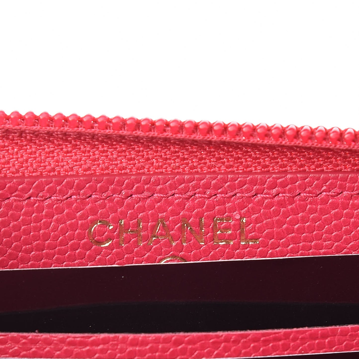 Caviar Quilted Small Boy Zip Around Wallet Fuchsia