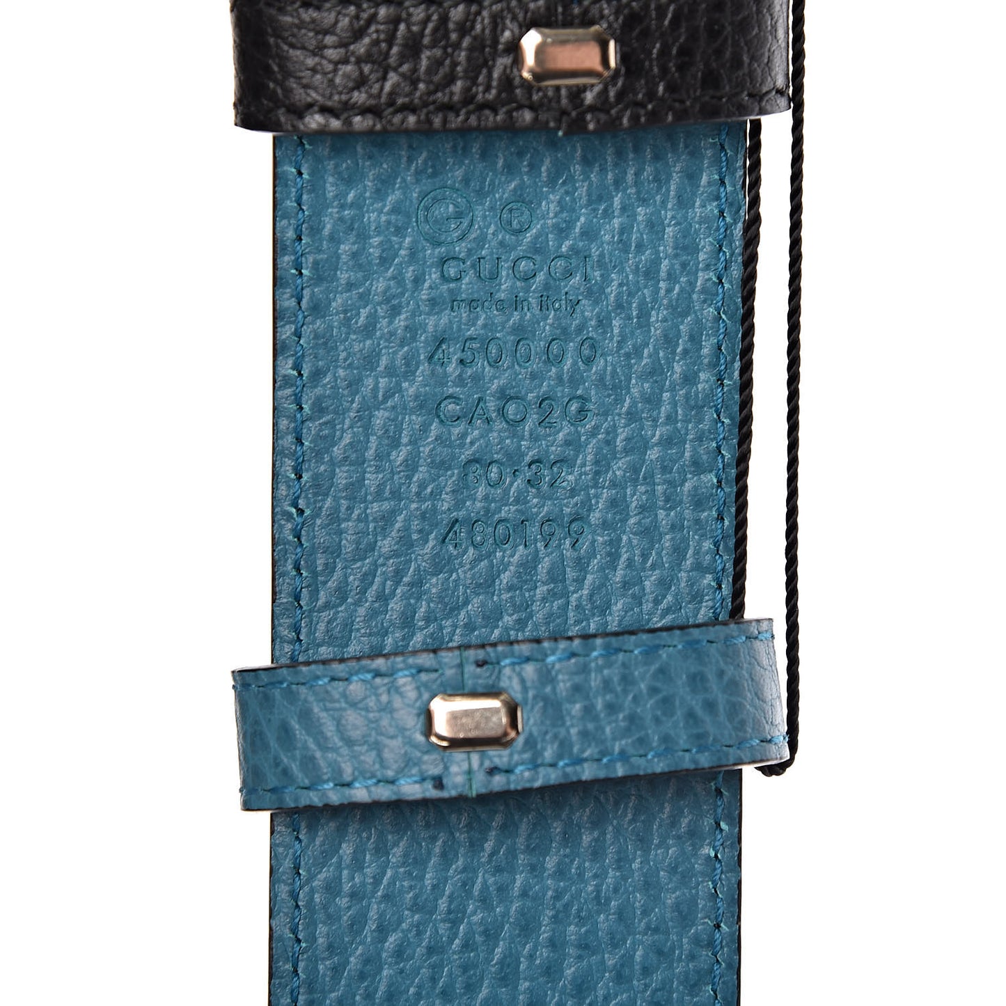 Dollar Calfskin 1973 Reversible Belt 80 32 Black Deep Cobalt