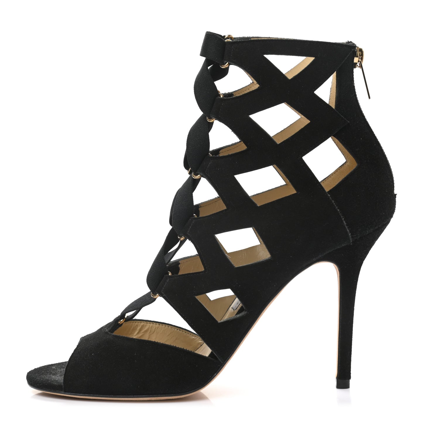 Suede Cutout Sandals 40 Black