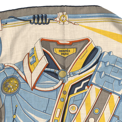 Hermes Silk Neo Brandebourgs Scarf 100 Naturel Jaune Marine 3 of 5