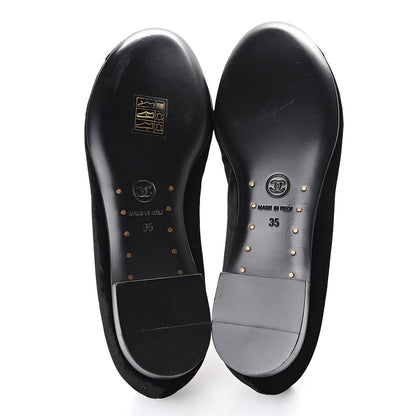 Chanel Velvet Camellia Ballerina Flats 35 Black 6 of 9