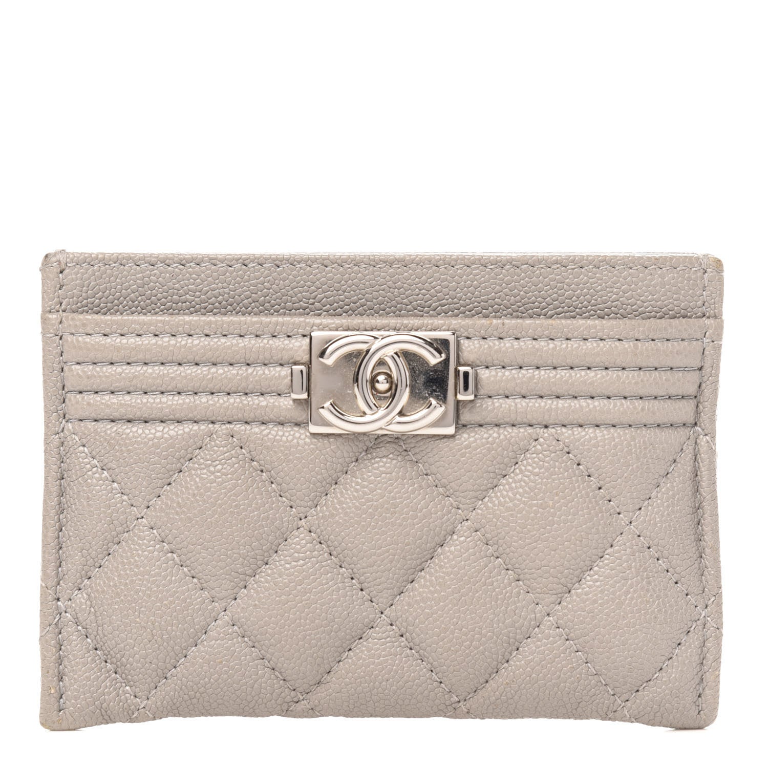 Chanel Caviar Quilted Boy Card Holder Grey 1 of 7