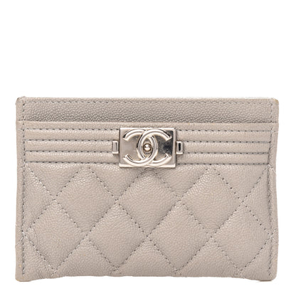Chanel Caviar Quilted Boy Card Holder Grey 1 of 7