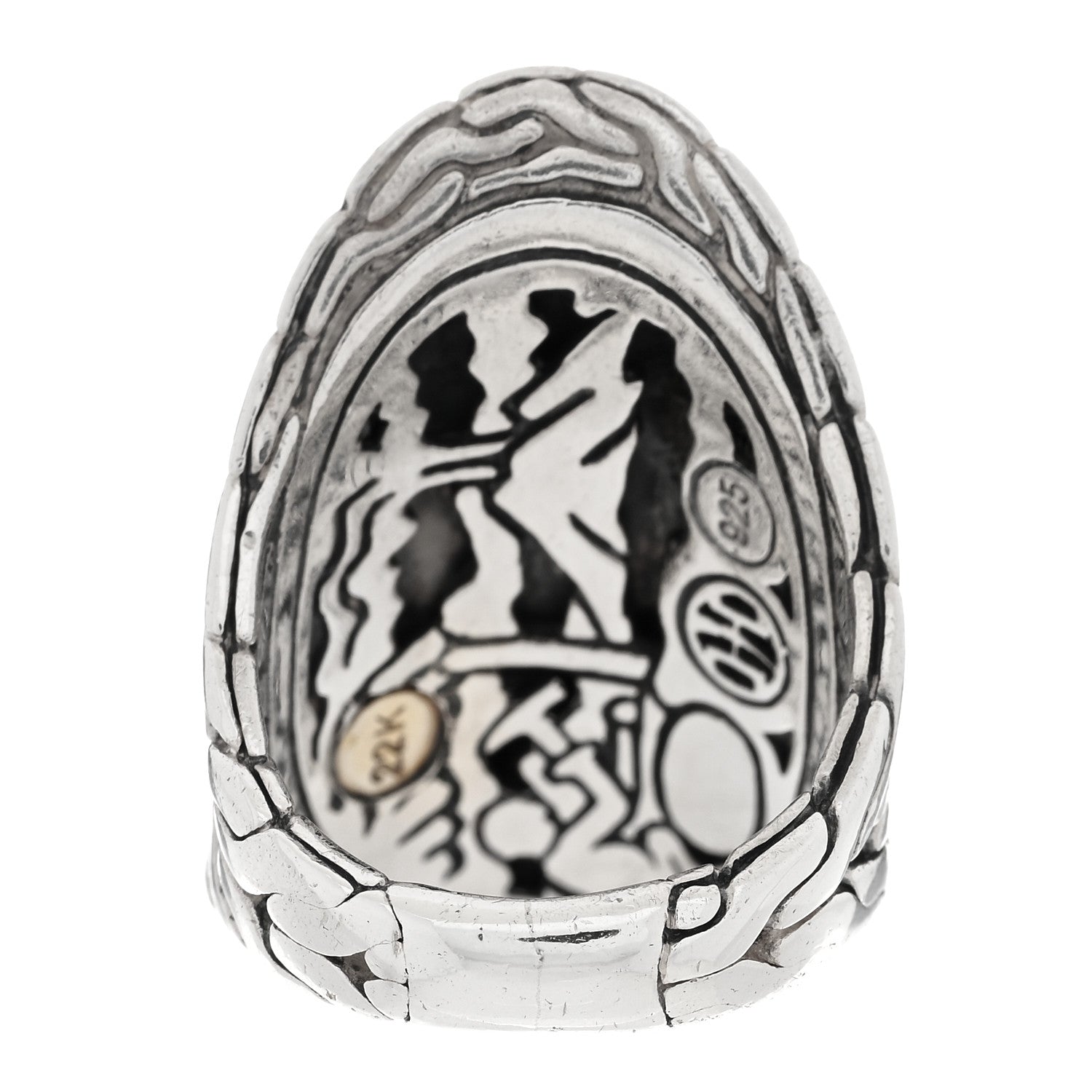 John Hardy Sterling Silver 22K Yellow Gold Palu Hammered Saddle Ring 51 5.75 3 of 4