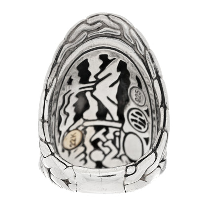 John Hardy Sterling Silver 22K Yellow Gold Palu Hammered Saddle Ring 51 5.75 3 of 4