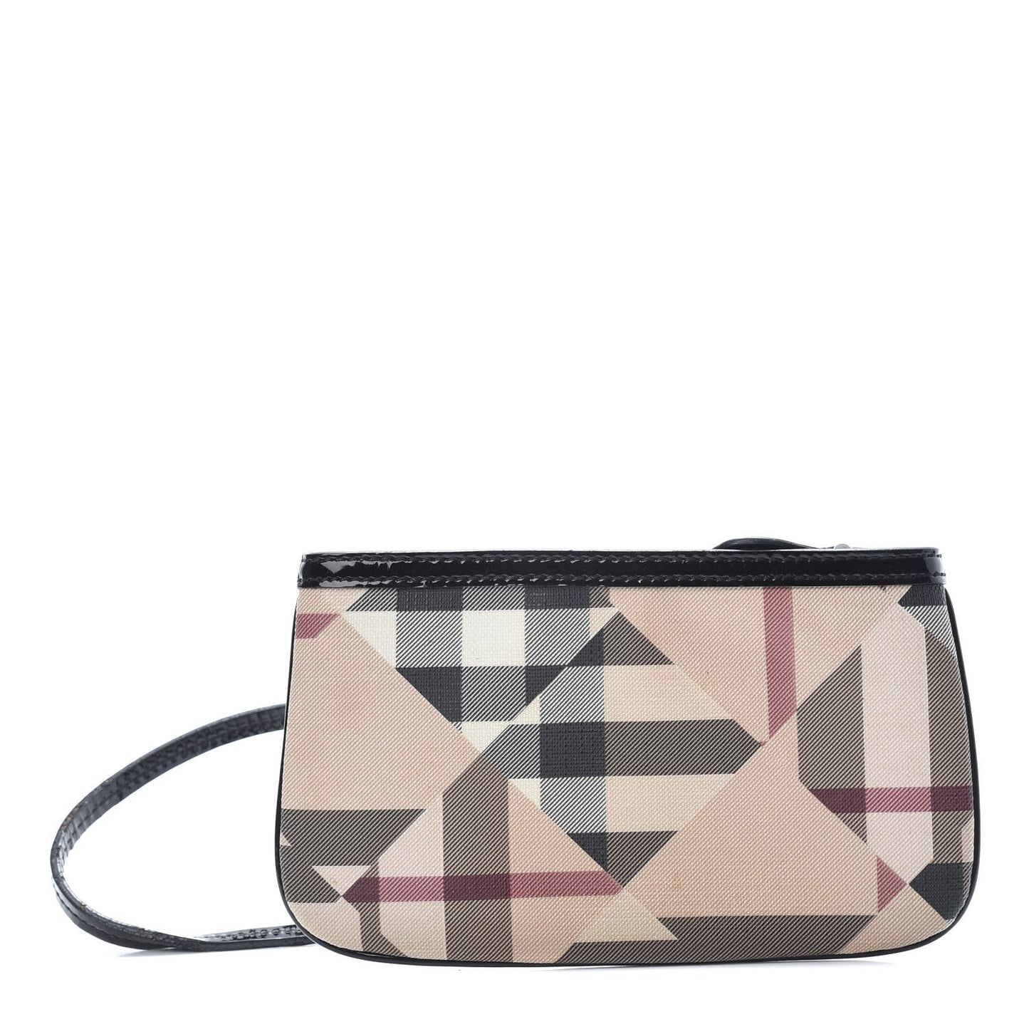 Patent Trim Nova Check Wristlet Pouch Black