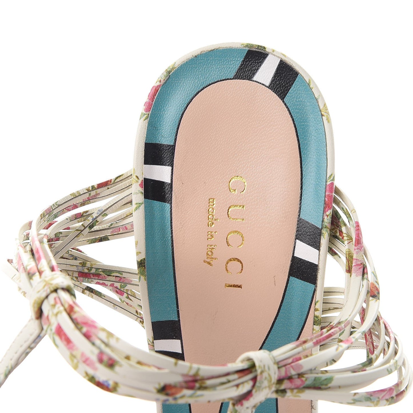 Calfskin Calico Print Allie Sandals 39 Ivory Multicolor