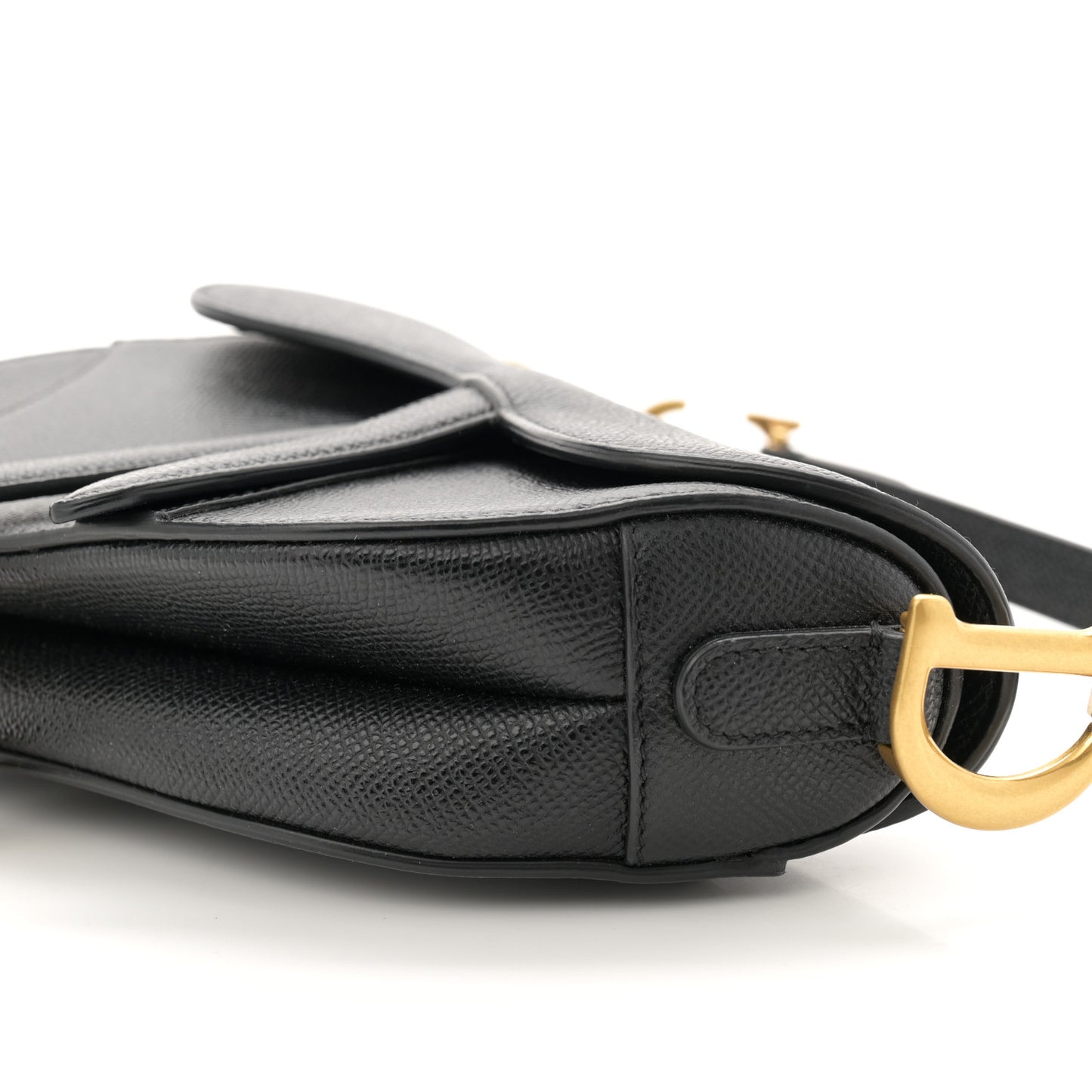 Grained Calfskin Mini Saddle Bag Black