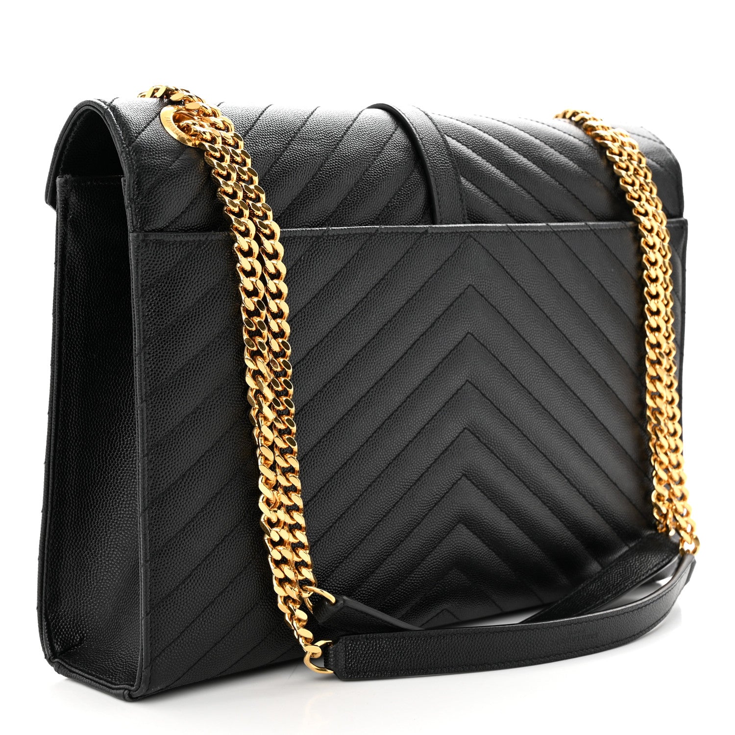 Saint Laurent Grain De Poudre Matelasse Chevron Large Monogram Satchel Black 3 of 11