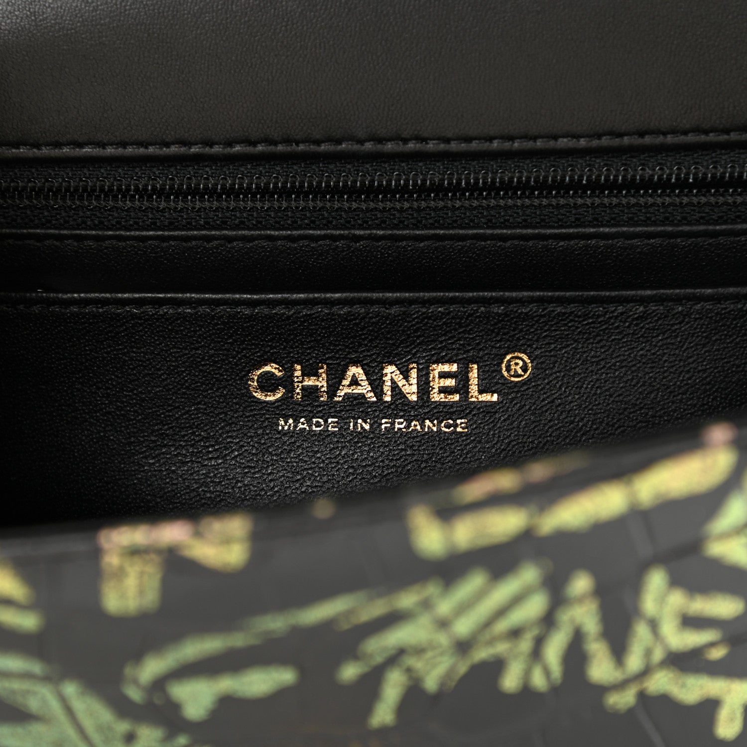 Chanel Calfskin Crocodile Embossed Graffiti 2.55 Mini Cocodile Reissue Flap Black Gold 6 of 8