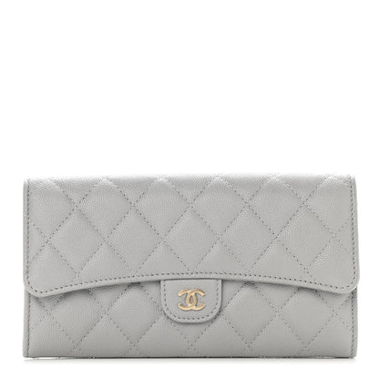 Chanel Caviar Quilted Large Flap Wallet Grey 1 of 8