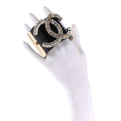 Chanel Resin Baguette Crystal CC Cuff Black 2 of 13