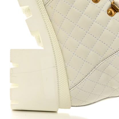 Gucci Calfskin Quilted Sylvie Web Lace Up Combat Ankle Boots 38.5 White 12 of 12