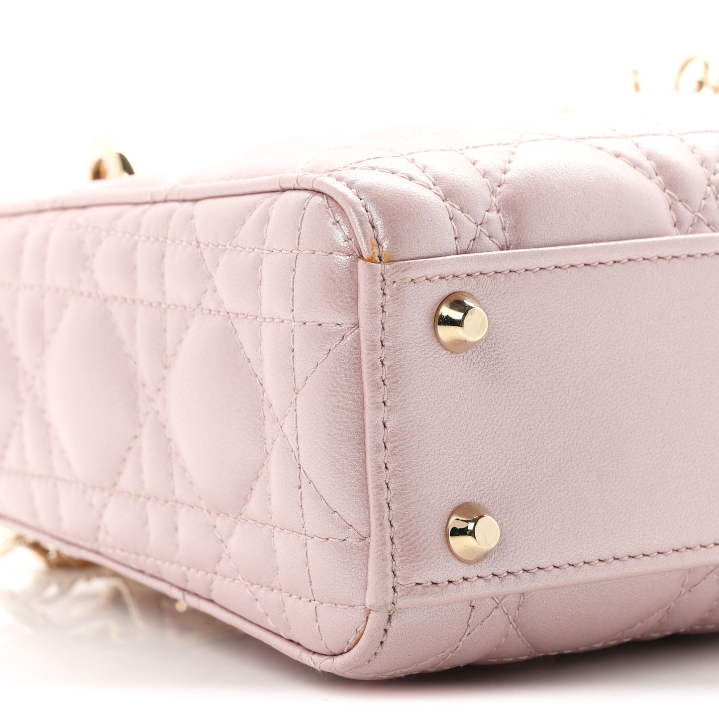 Metallic Lambskin Cannage Mini Lady Dior  Lotus