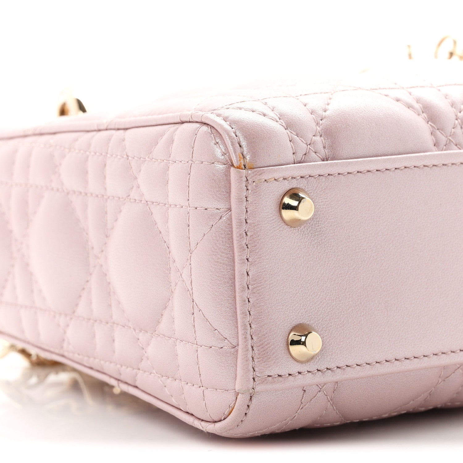 Christian Dior Metallic Lambskin Cannage Mini Lady Dior  Lotus 8 of 10