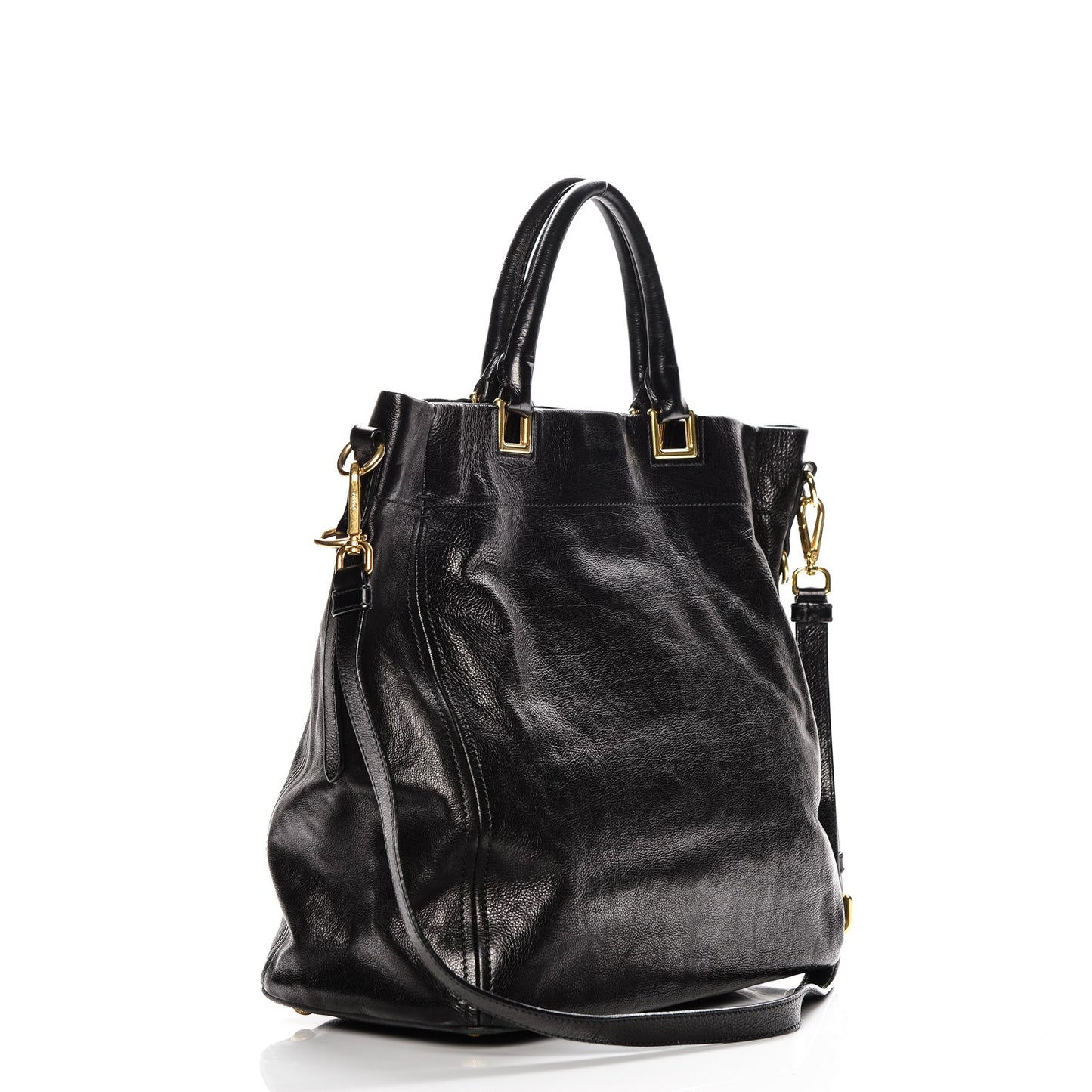 Glace Calf Shopping Tote Nero Black