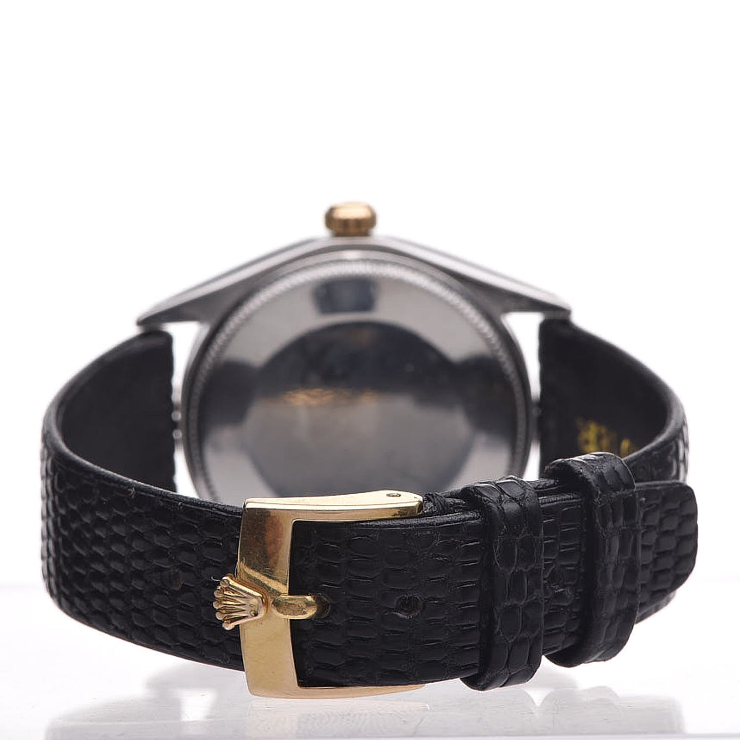 Stainless Steel 18K Yellow Gold Lizard 34mm Oyster Perpetual Watch Black 1002
