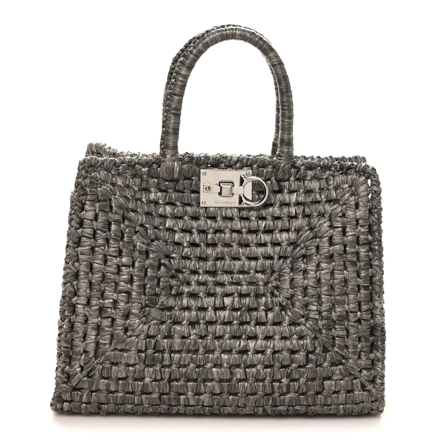 Raffia Medium The Studio Box Bag Silver