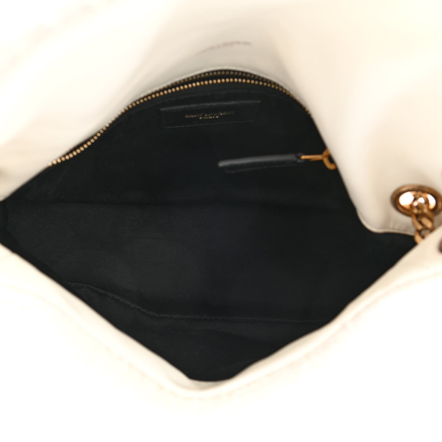 Saint Laurent Boucle Tweed Quilted Small Loulou Puffer Monogram Chain Satchel Crema Soft 5 of 10