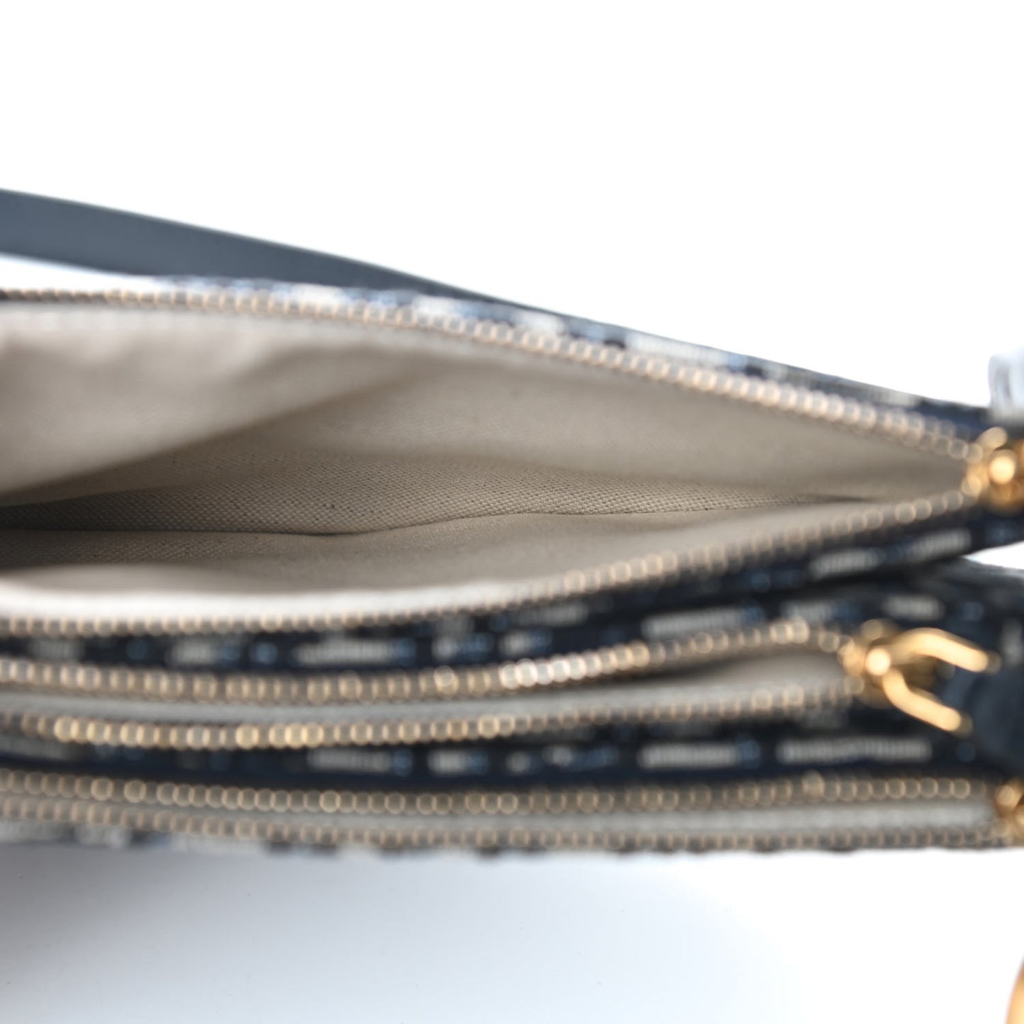 Oblique Saddle Pouch With Strap Navy Blue