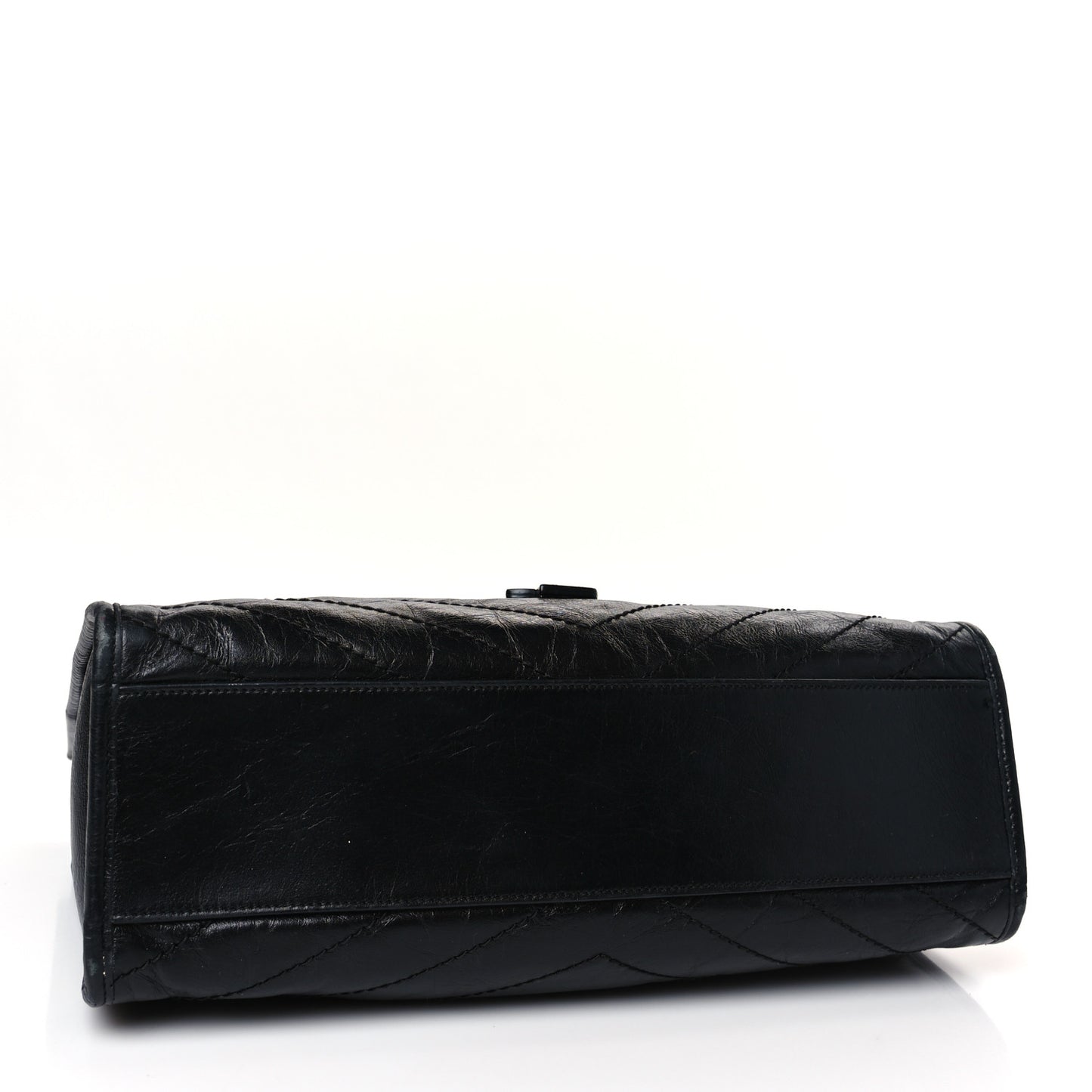 Crinkled Calfskin Matelasse Monogram Medium Niki Shopper Tote Black
