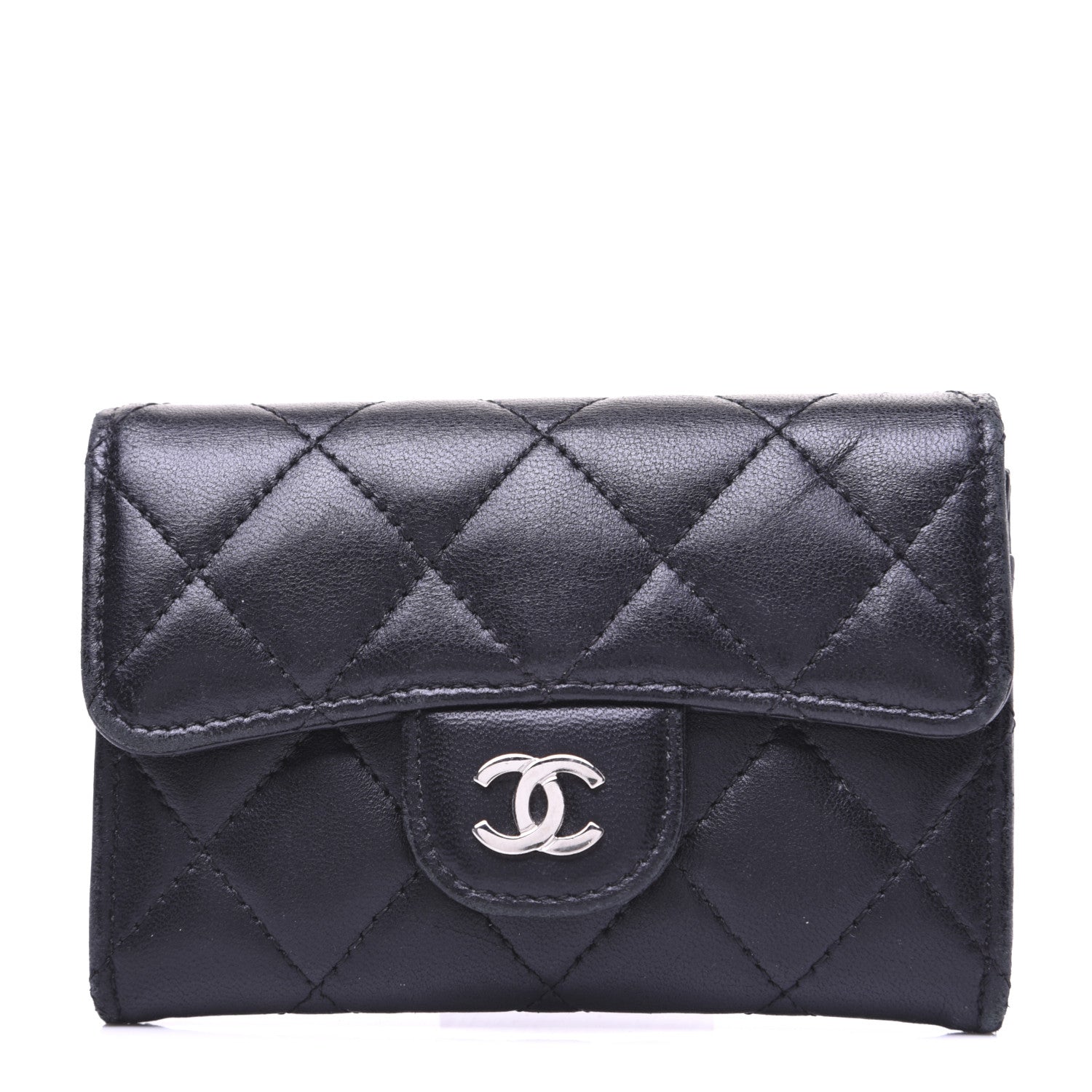 Chanel Lambskin Quilted Flap Card Holder Black 1 of 10