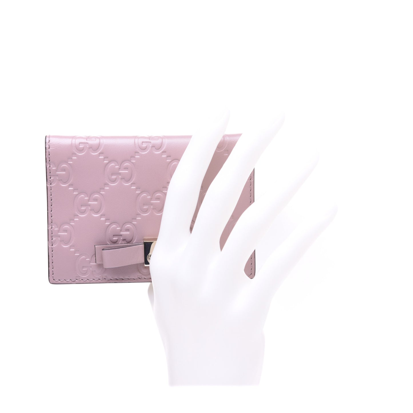 Guccissima Bow Train Pass Case Soft Pink