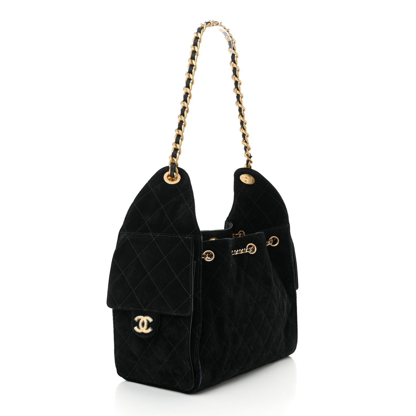 Suede Quilted Small Chanel 25 Handbag Black
