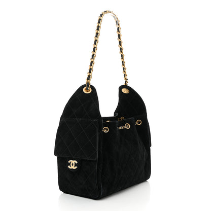 Chanel Suede Quilted Small Chanel 25 Handbag Black 3 of 11