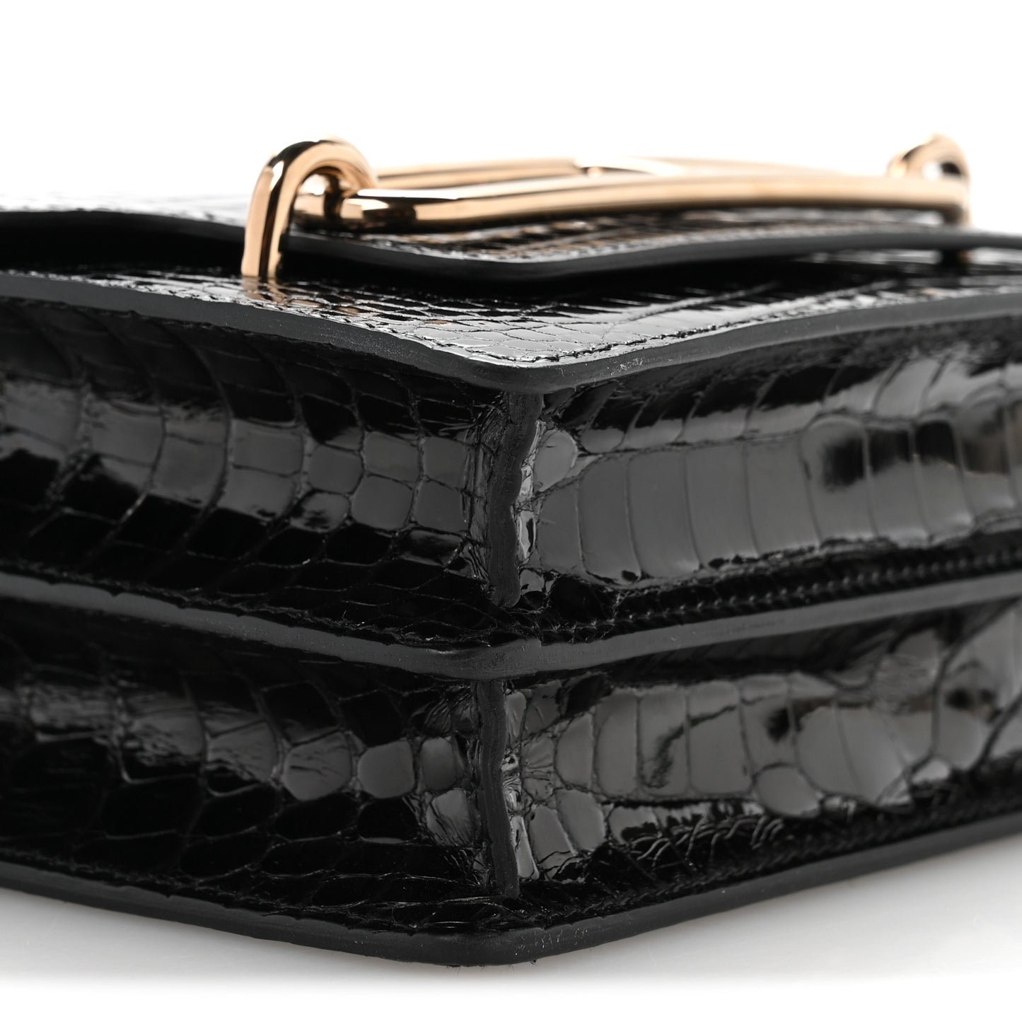 Shiny Alligator Mini Sac Roulis Black