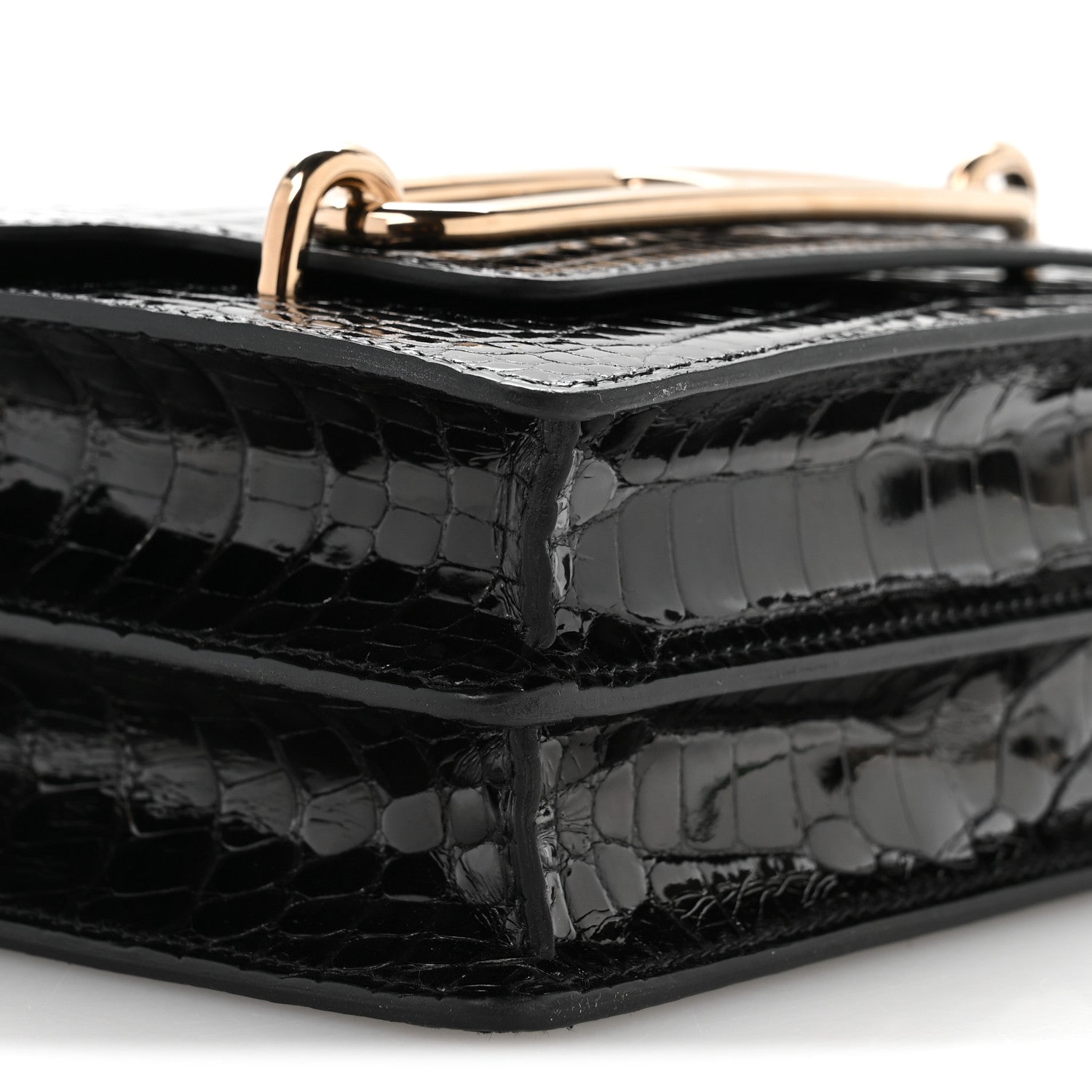 Hermes Shiny Alligator Mini Sac Roulis Black 8 of 10