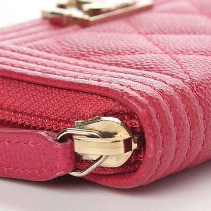 Chanel Caviar Quilted Boy Zip Around Coin Purse Wallet Fuchsia 10 of 12