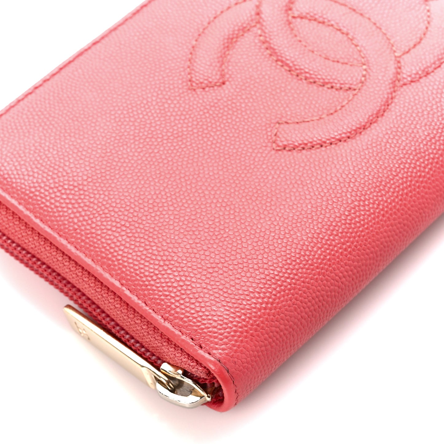 Caviar Large Timeless CC Zip Around Wallet Pink