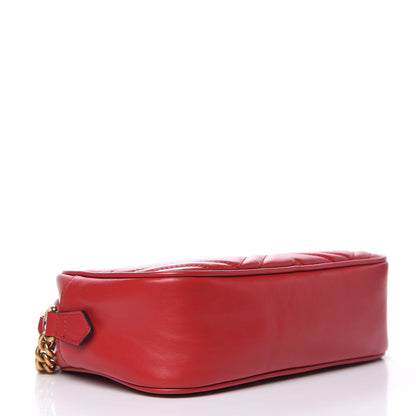 Gucci Calfskin Matelasse Small GG Marmont Chain Shoulder Bag Hibiscus Red 4 of 10