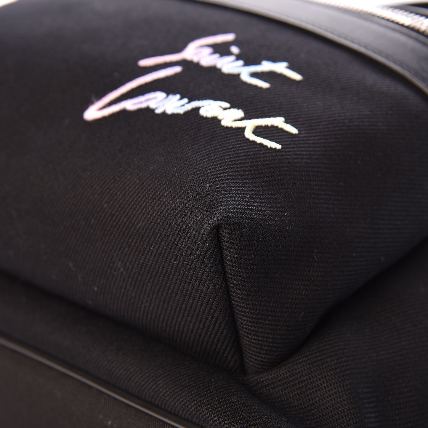 Canvas Signature Embroidered City Backpack Black