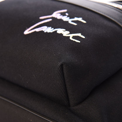 Saint Laurent Canvas Signature Embroidered City Backpack Black 11 of 12