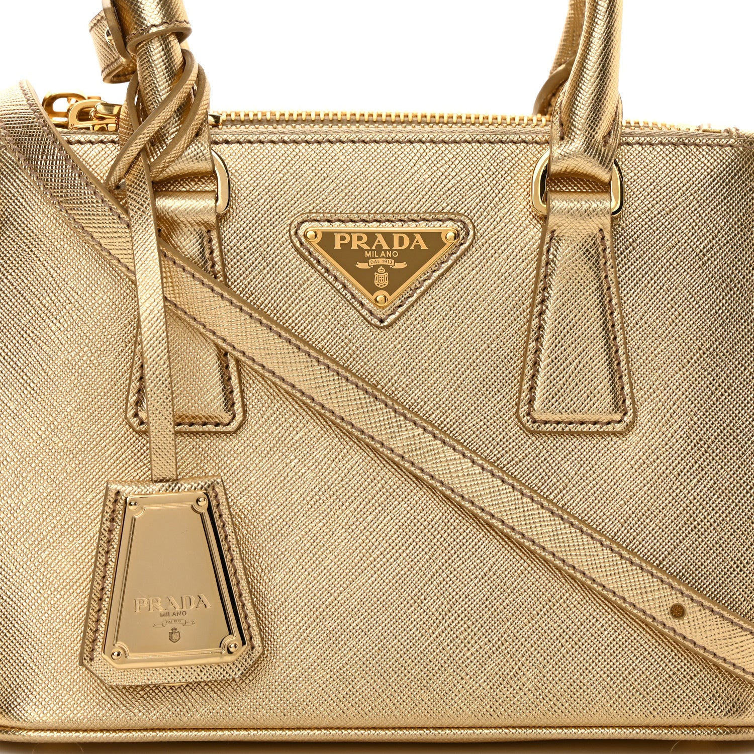 Prada Saffiano Lux Mini Galleria Double Zip Tote Platino 10 of 13