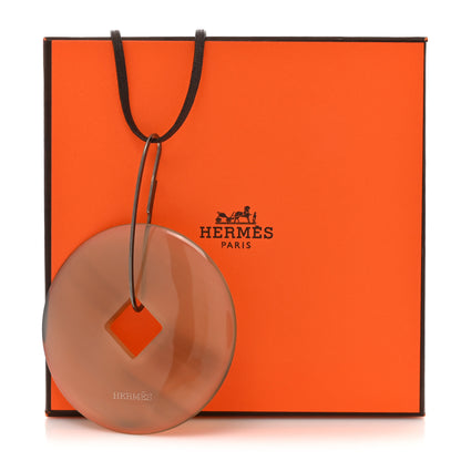 Hermes Buffalo Horn Tsuba Pendant Necklace 5 of 5