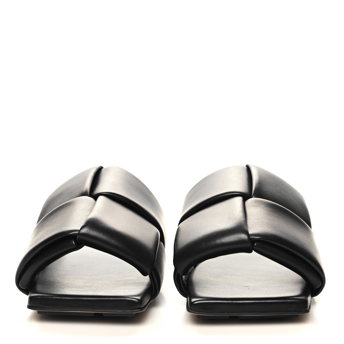 Nappa Maxi Intrecciato Patch Flat Mules 38.5 Black