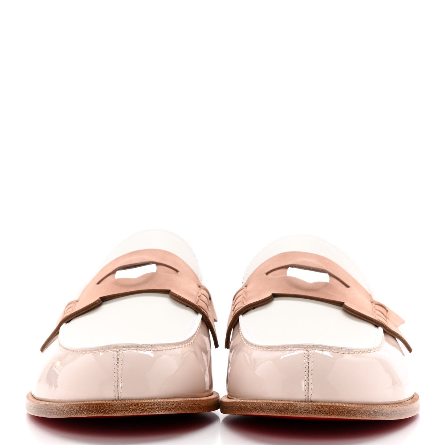 Patent Calfskin Nubuck Womens Penny Donna Flat Loafers 40 Leche
