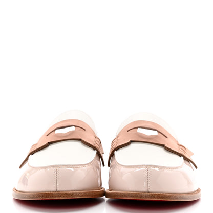Christian Louboutin Patent Calfskin Nubuck Womens Penny Donna Flat Loafers 40 Leche 2 of 10
