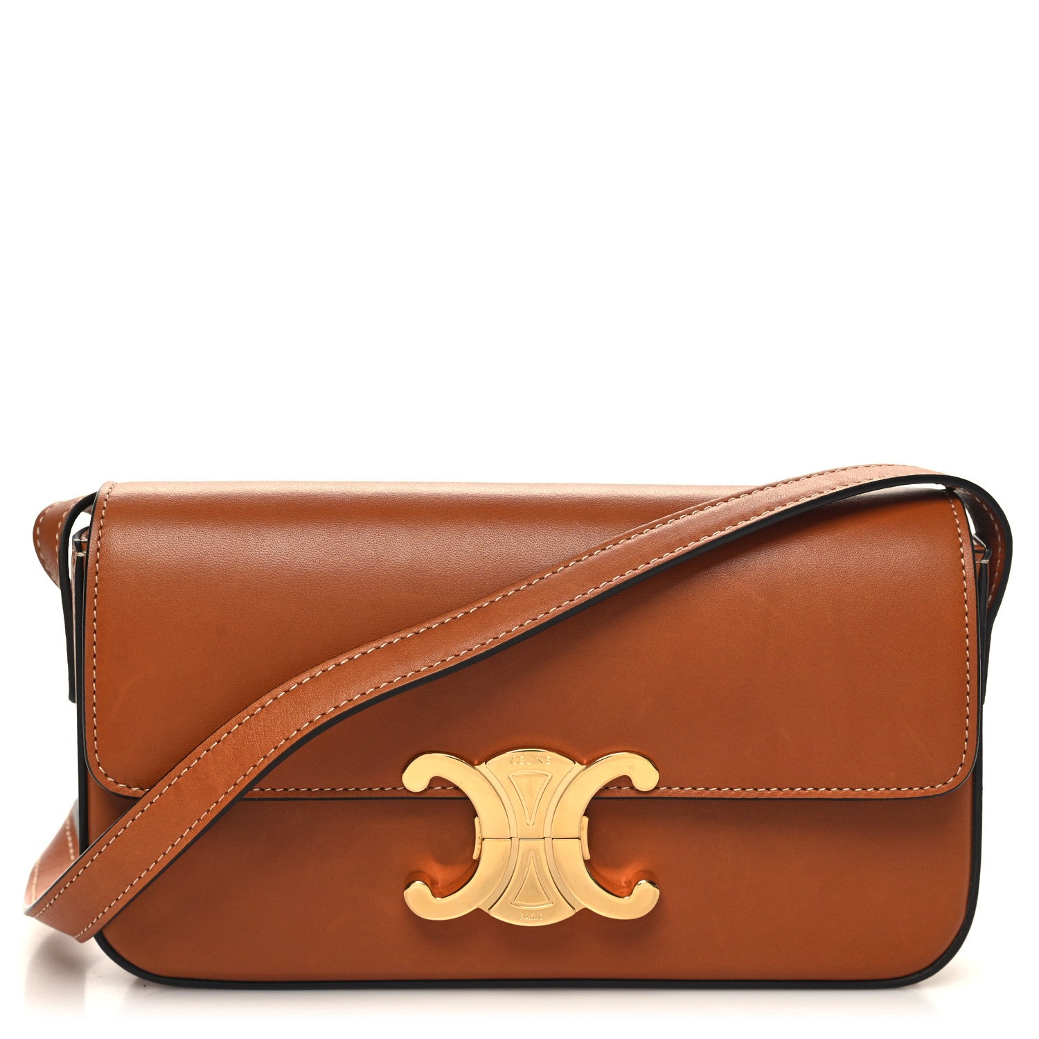 Celine Natural Calfskin Triomphe Shoulder Bag Tan 1 of 11