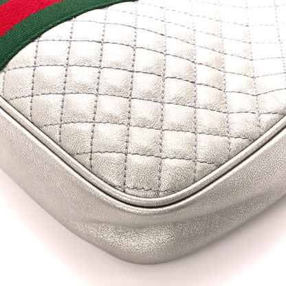 Gucci Laminated Nappa Web Trapuntata Small GG Shoulder Bag Argento 9 of 9