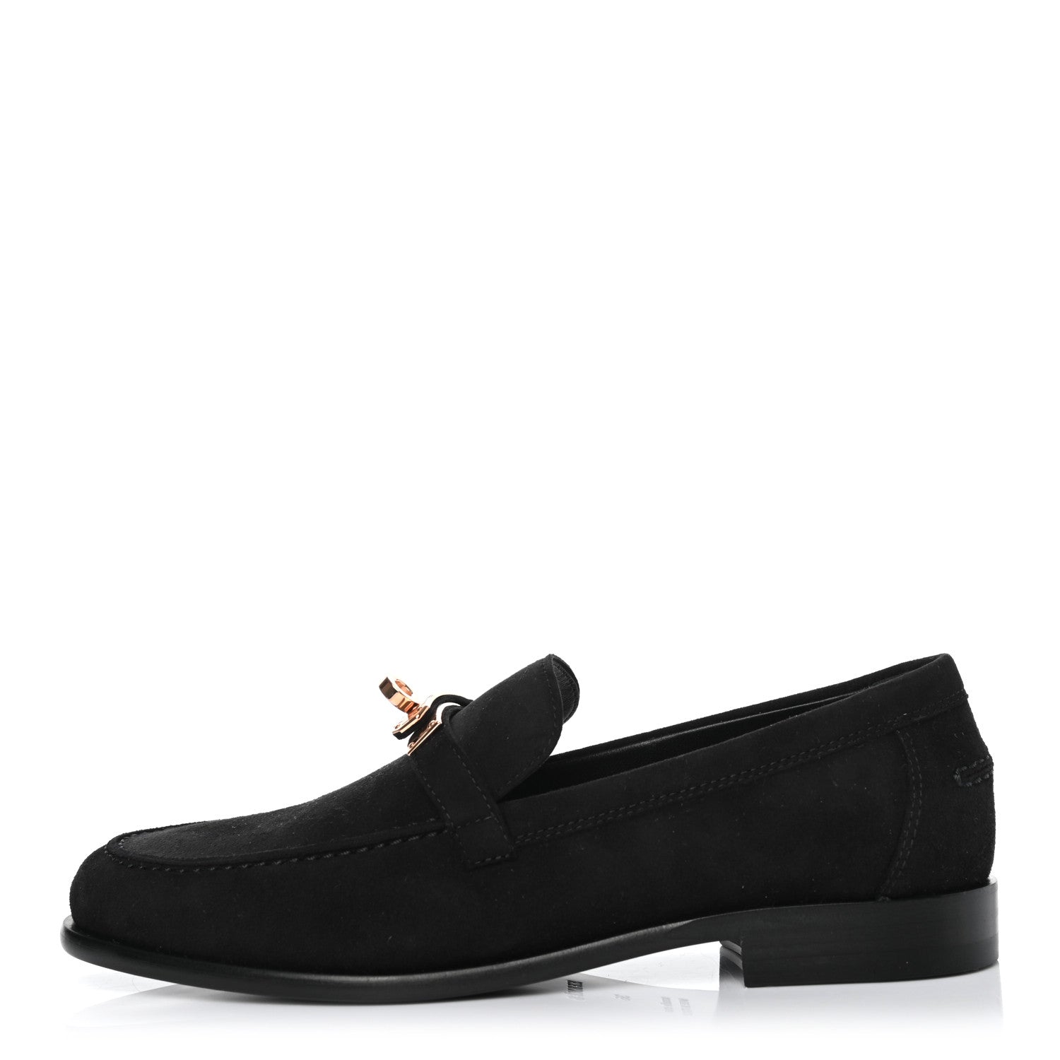 Hermes Suede Goatskin Womens Destin Loafer 36 Black 1 of 4