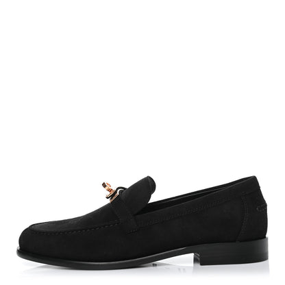 Hermes Suede Goatskin Womens Destin Loafer 36 Black 1 of 4