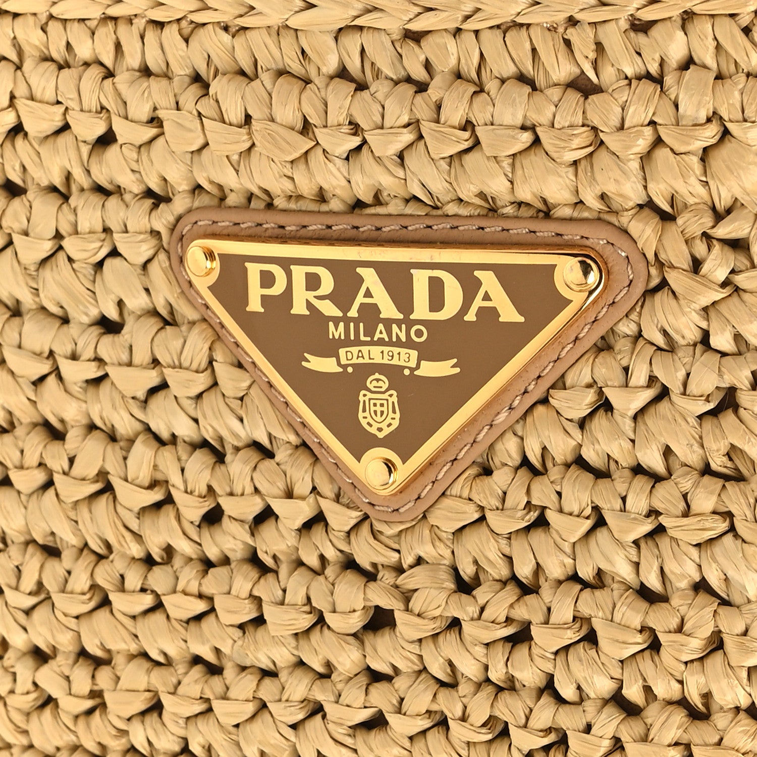 Prada Raffia Metal Triangle Logo Woven Flatform 35mm Slide Sandals 37 Naturale 9 of 10