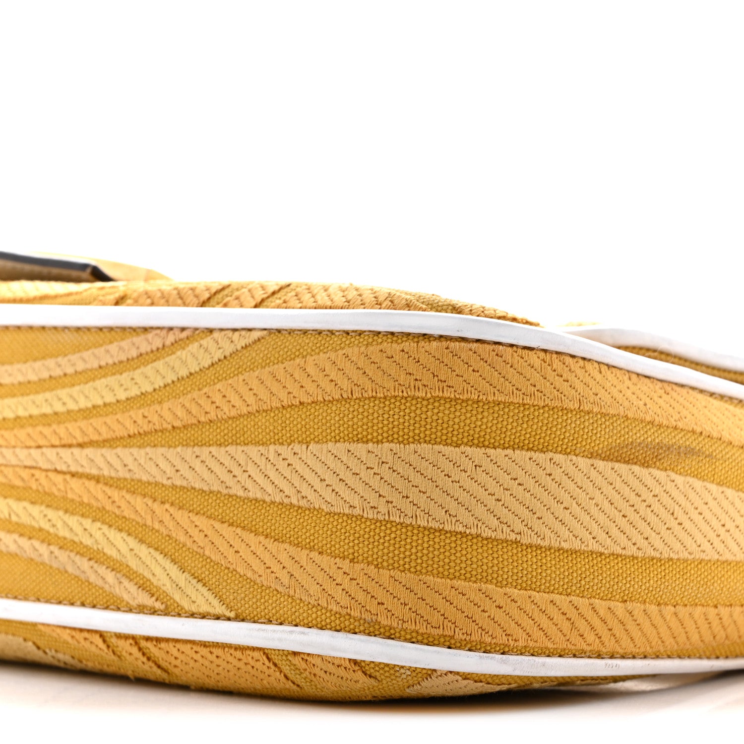 Fendi X SARA COLEMAN Canvas Vitello King Seta FF Fish Eye Embroidered Baguette Mostarda White Ice 11 of 15