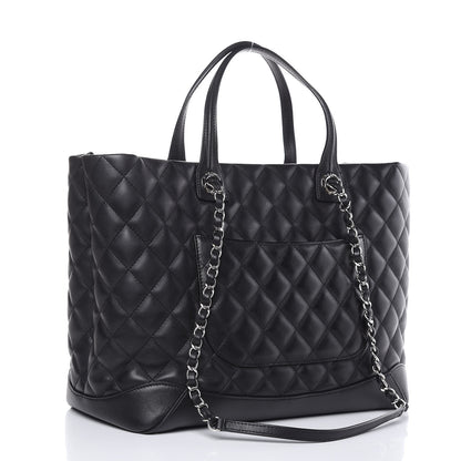 Chanel Calfskin Quilted Large Easy Shopping Tote Black 3 of 14